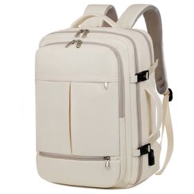Large Capacity Backpack For Women Men Multiple Pockets And Zippers Versatile Computer Bags Business Travel Backpack (Option: White)