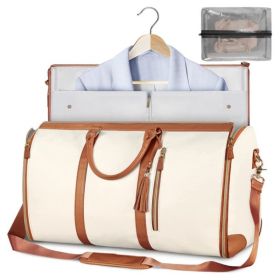 Large Capacity Travel Duffle Bag Women's Handbag Folding Suit Bag Waterproof Clothes Totes (Option: Beige)