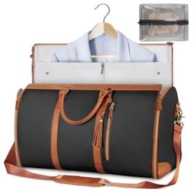Large Capacity Travel Duffle Bag Women's Handbag Folding Suit Bag Waterproof Clothes Totes (Option: Black)