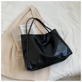 Fashion Handbag New Autumn And Winter Japanese And Korean Large Capacity Soft Leather Shoulder Bag Retro Casual Handbag (Option: Black)