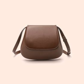 Crossbody Bag Vegan Leather Women Retro Small Saddle Satchel Shoulder Bag With Long Adjustable Strap (Option: Brown)