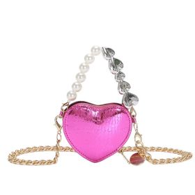 Mini Love-shape Pearls Handbag Fashion Cute Chain Lipstick Bag Women's Bright Candy Color Shoulder Messenger Bag (Option: Purple)