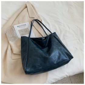 Fashion Handbag New Autumn And Winter Japanese And Korean Large Capacity Soft Leather Shoulder Bag Retro Casual Handbag (Option: Blue)