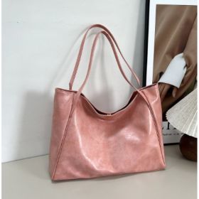 Fashion Handbag New Autumn And Winter Japanese And Korean Large Capacity Soft Leather Shoulder Bag Retro Casual Handbag (Option: Pink)