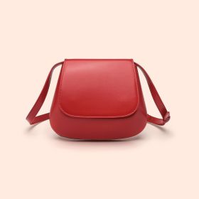 Crossbody Bag Vegan Leather Women Retro Small Saddle Satchel Shoulder Bag With Long Adjustable Strap (Option: Red)