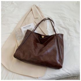 Fashion Handbag New Autumn And Winter Japanese And Korean Large Capacity Soft Leather Shoulder Bag Retro Casual Handbag (Option: Brown)